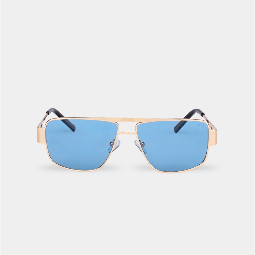 NOVA occhiali da sole unisex montatura metallo argento lenti azzurre 4YOU.VISION